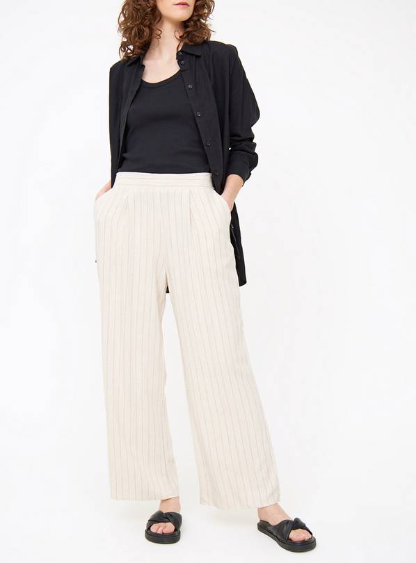 Cream Stripe Wide Leg Trousers  16