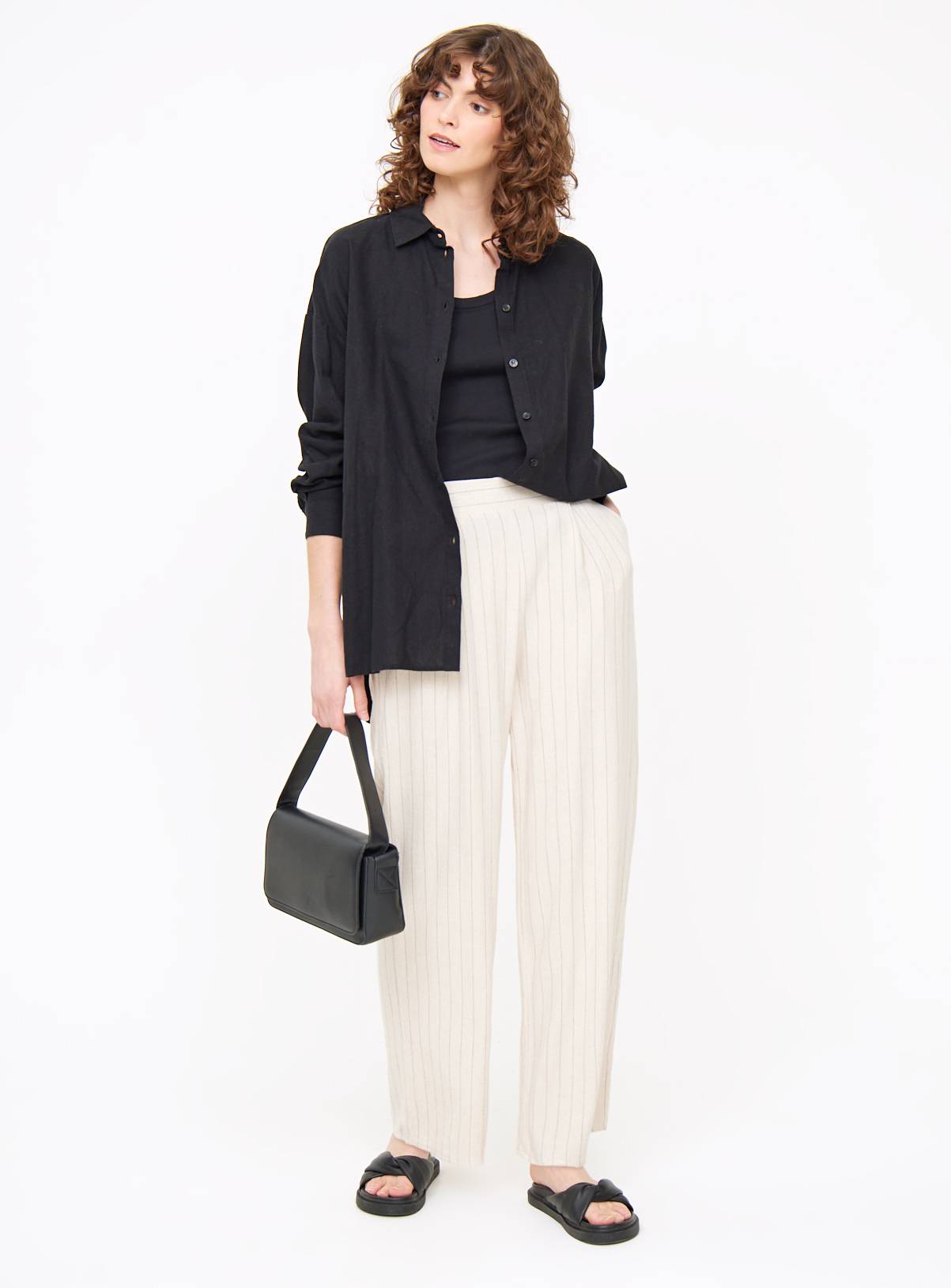 Cream Stripe Wide Leg Trousers  18 - Image 2