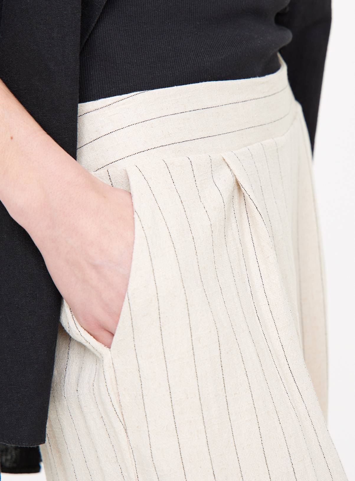 Cream Stripe Wide Leg Trousers  18 - Image 3