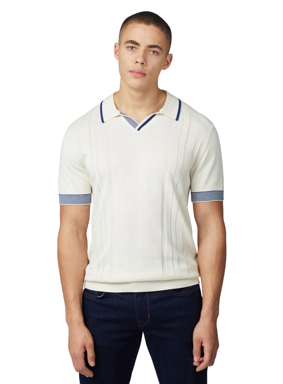 Men's Ivory BEN SHERMAN Open Neck Polo