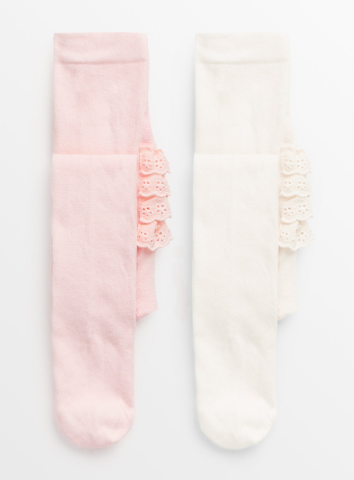 Pink & White Frill Tights 2 Pack 18-24 months