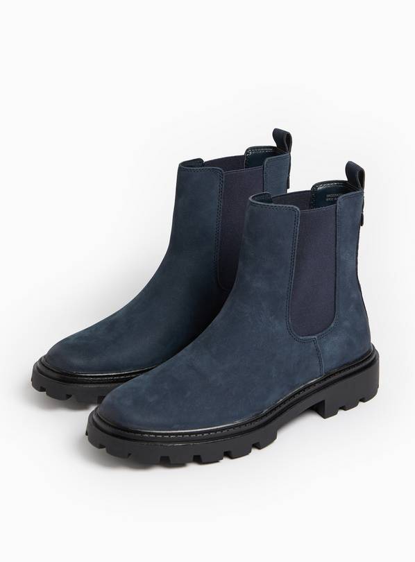 Blue Leather Chelsea Boots 8