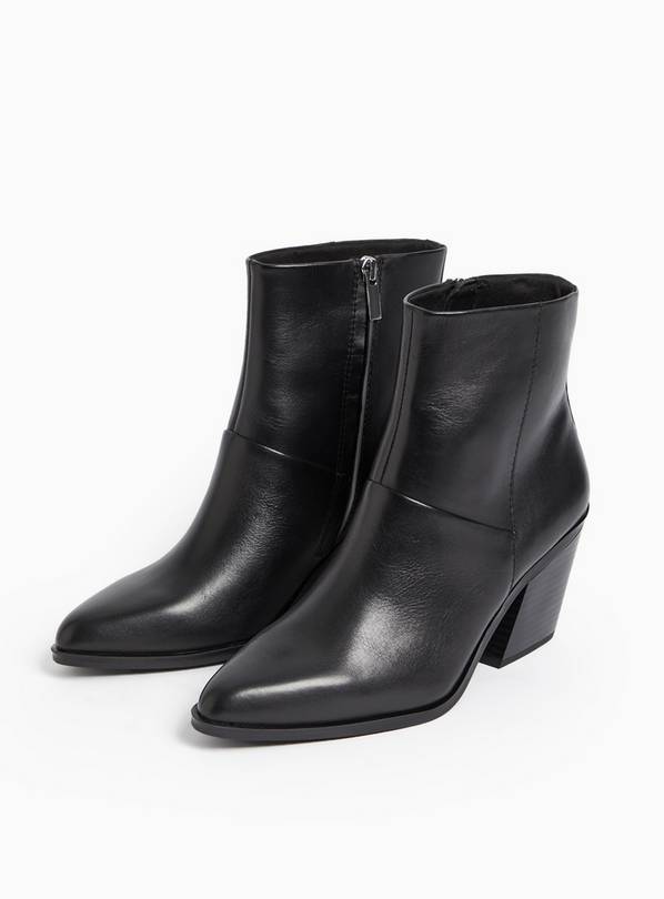 Black leather western ankle boots online