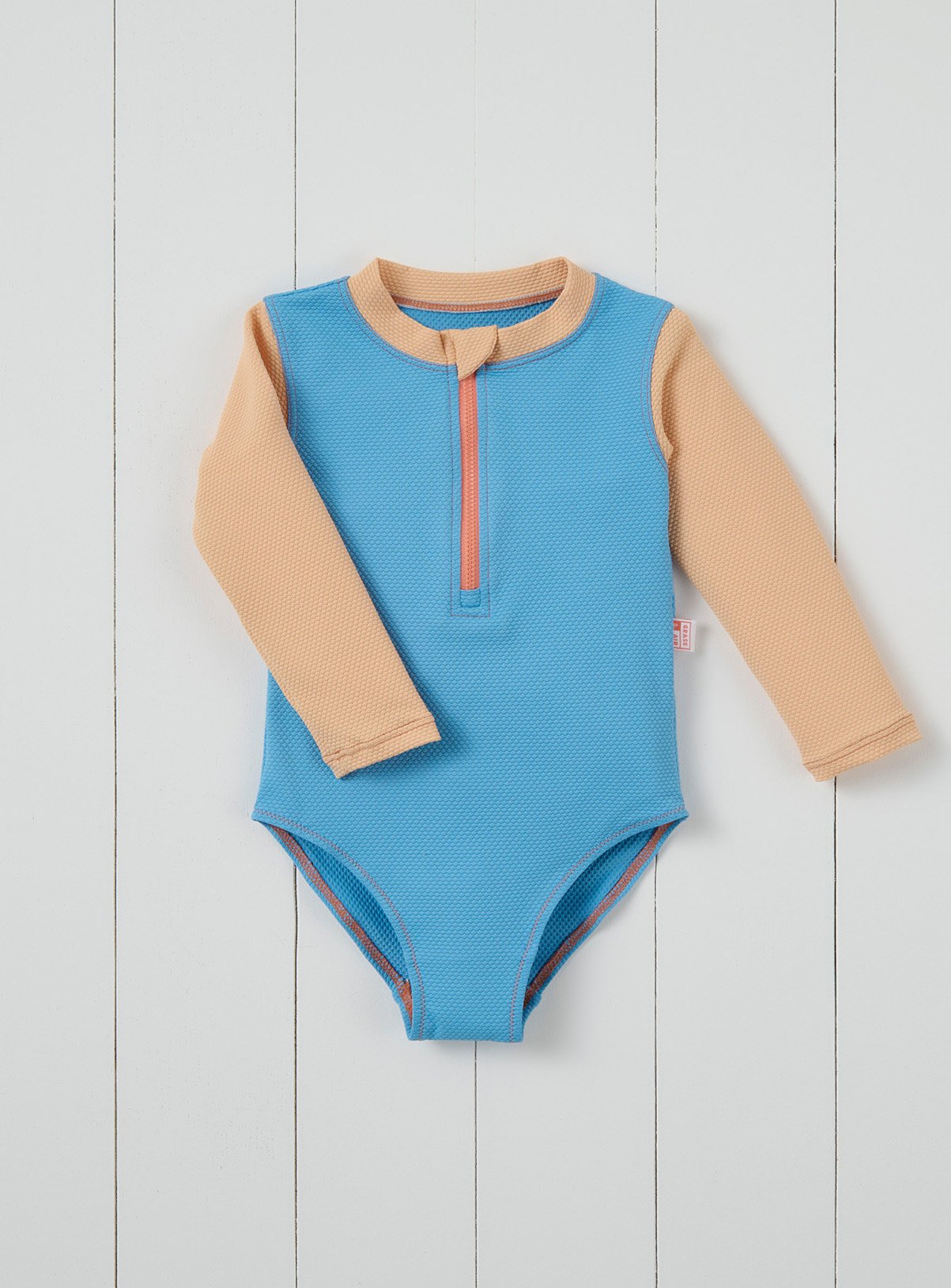 Blue GRASS & AIR Long Sleeve S Colourblock Swimsuit Cornflower Blue (12-18 Months) - Grass and Air by Sainsbury's