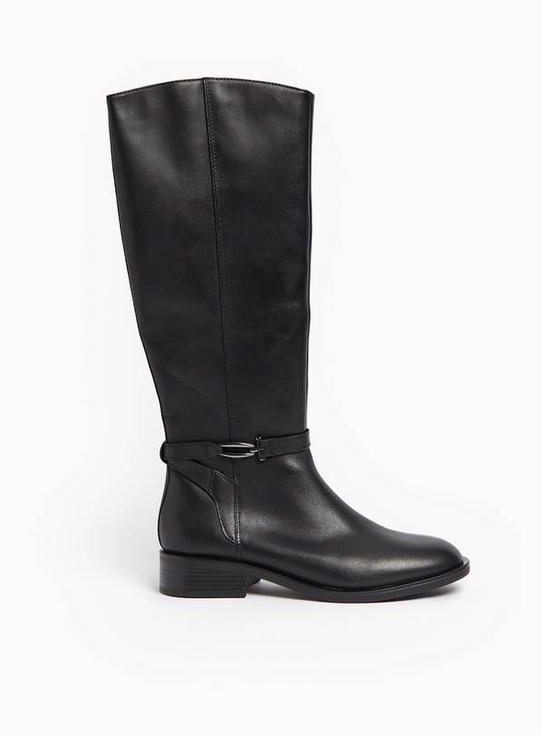 Black Leather Long Length Rider Boots 8