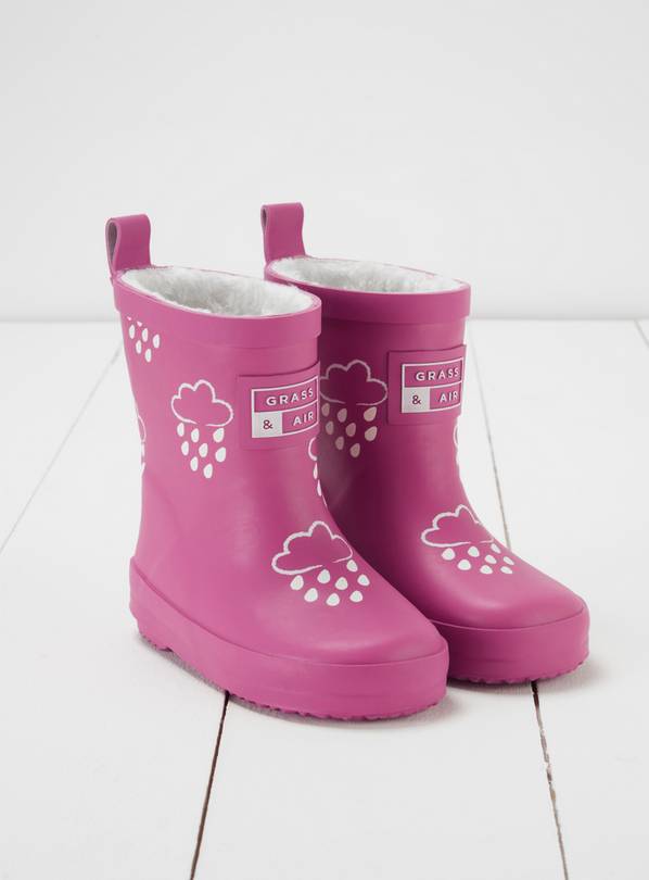 GRASS & AIR Orchid Pink Colour Changing Kids Winter Wellies 10 Infant