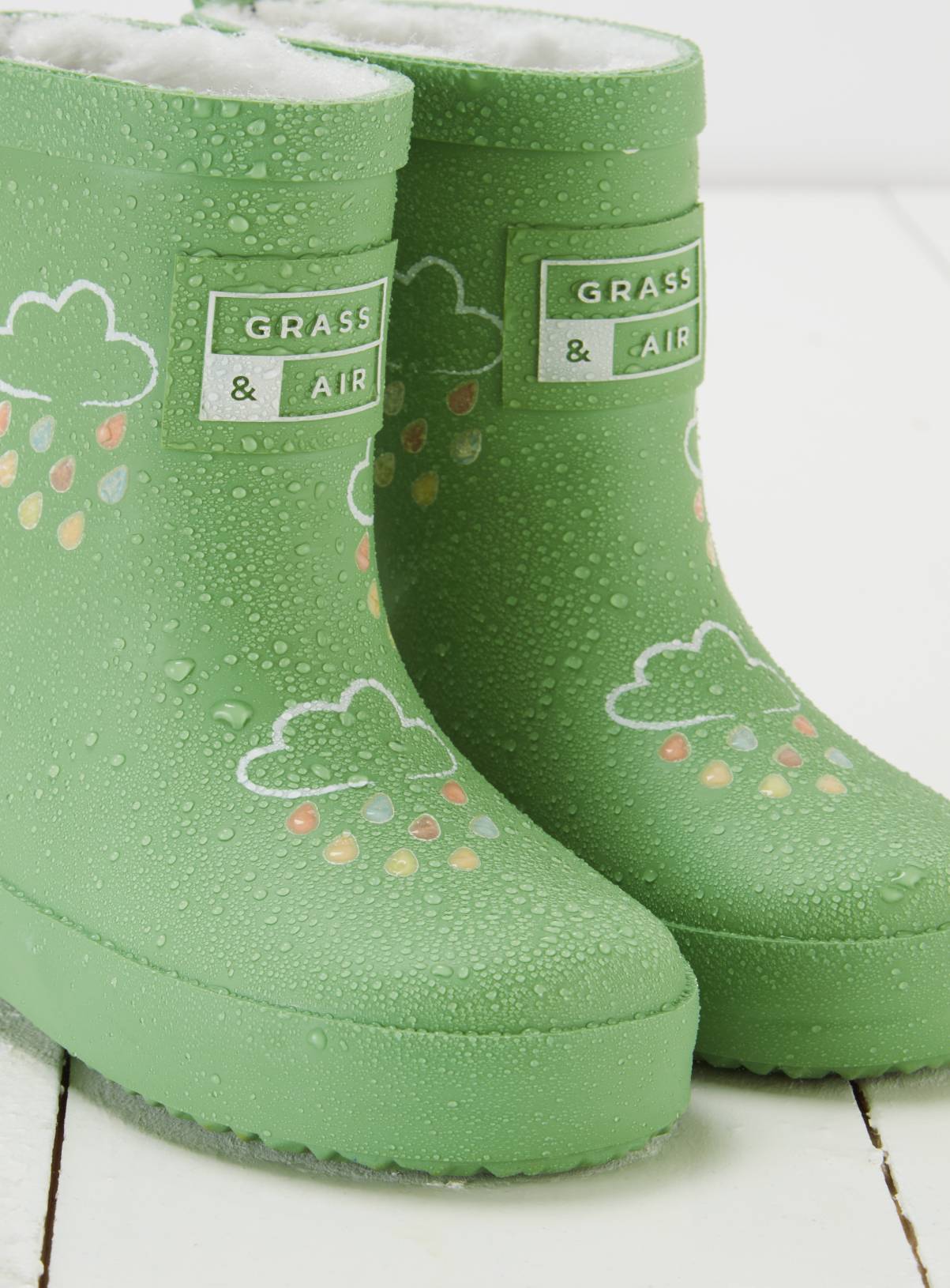 GRASS & AIR Olive Green Colour Changing Kids Winter Wellies 4 Infant - Image 3
