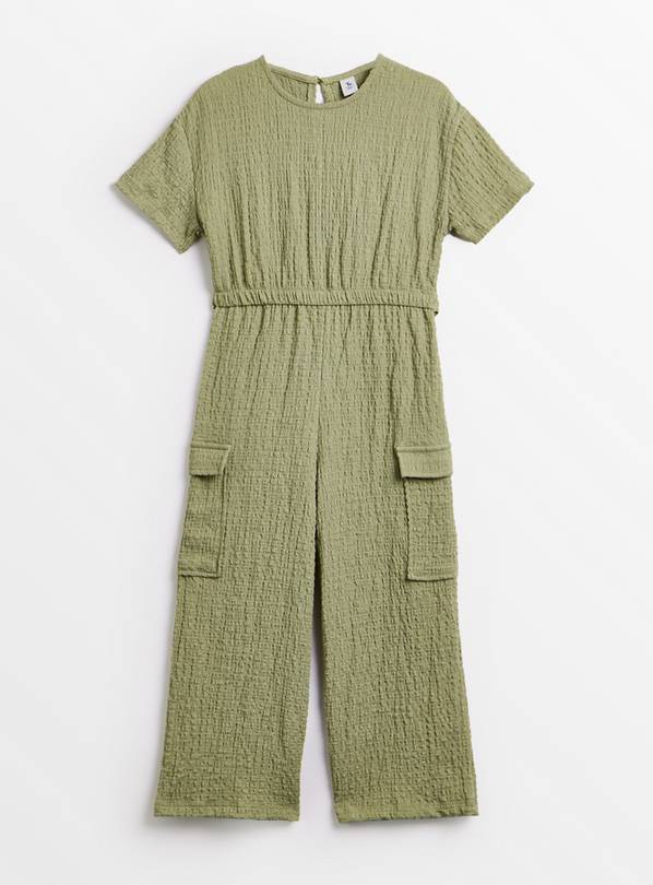 Khaki Crinkle Utility Jumpsuit 12 years