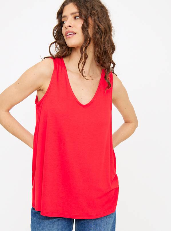 Red Relaxed V Front Vest Top  14