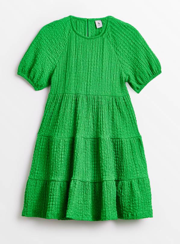 Green Crinkle Tiered Dress 11 years