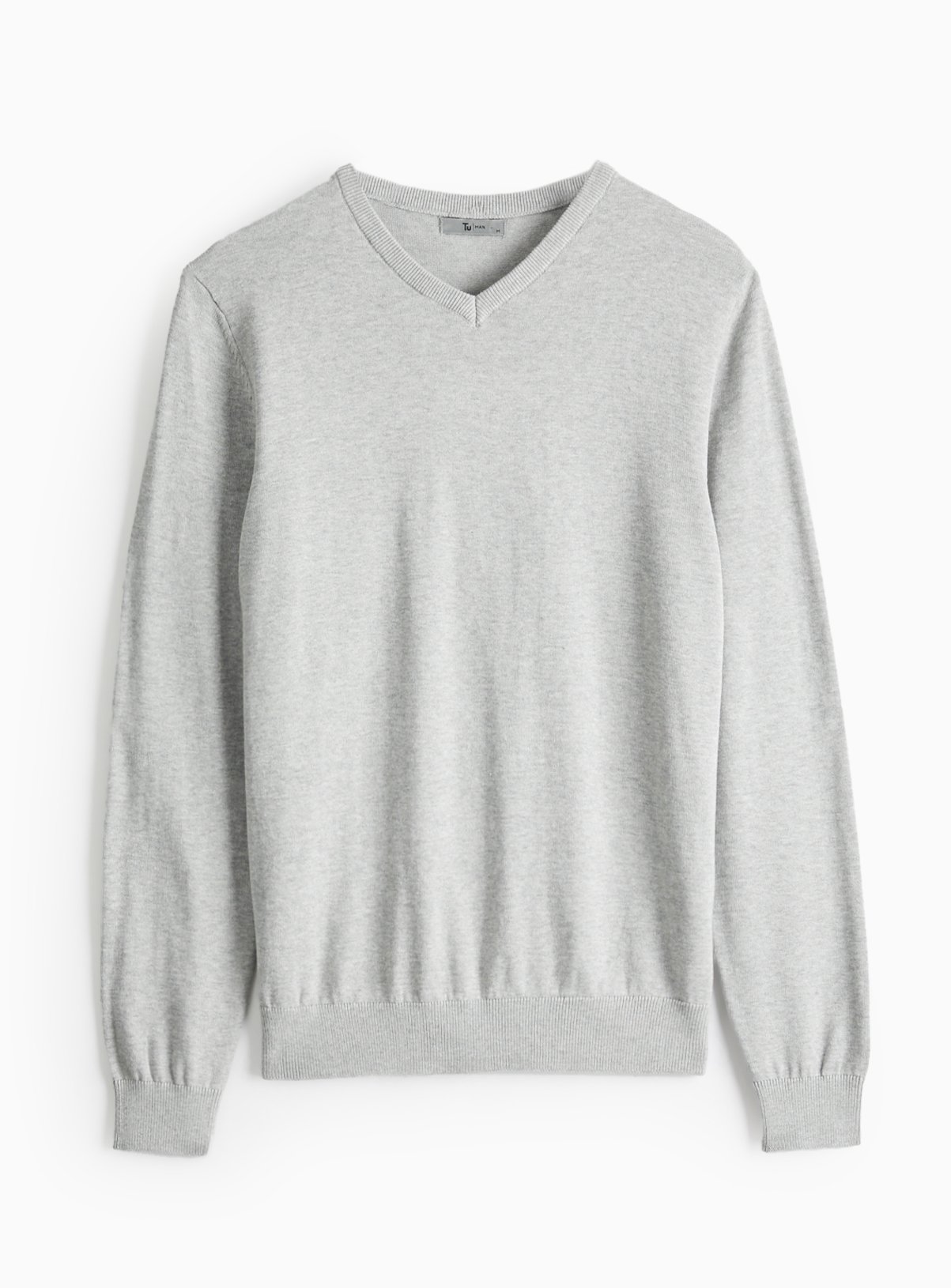 Light Grey Cotton V Neck Jumper  XXL - Image 3 thumbnail
