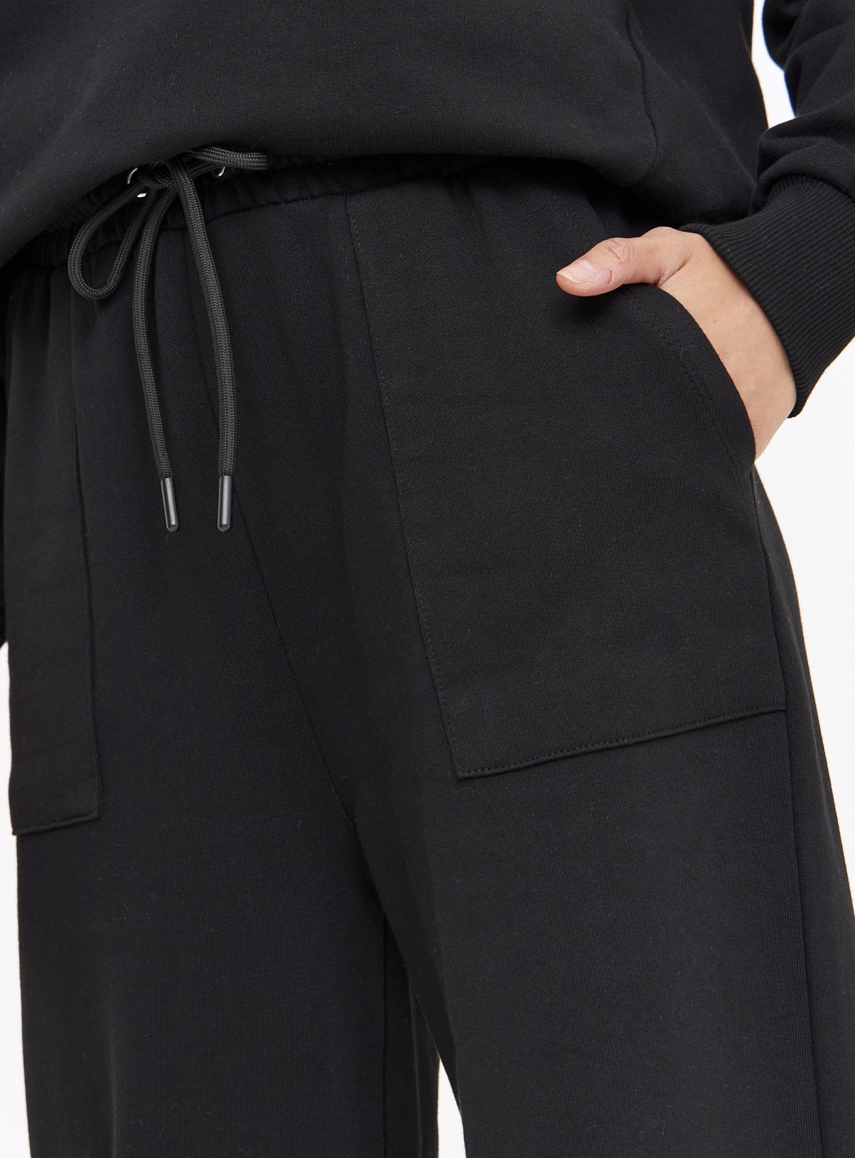 Black Wide Leg Coord Joggers L - Image 3 thumbnail