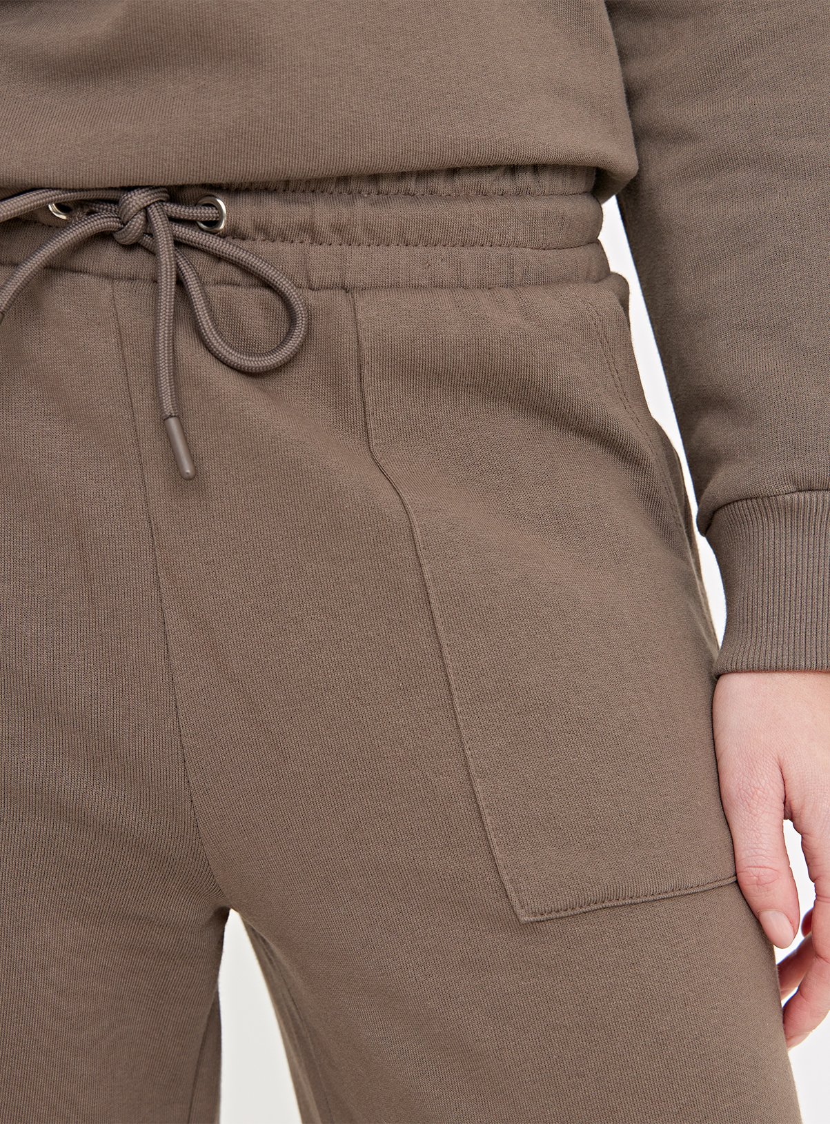 Taupe Wide Leg Coord Joggers S - Image 4 thumbnail