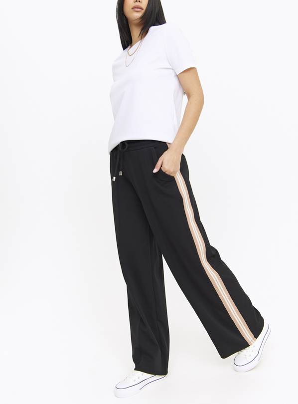 Black side stripe joggers on sale