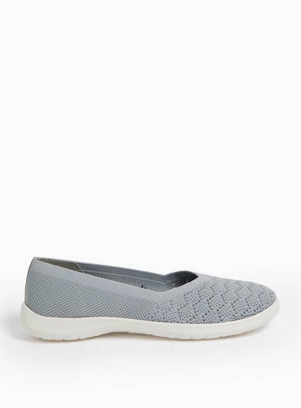 Grey Knitted Sporty Ballerina Trainers 6