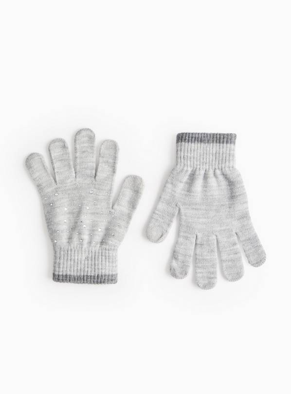 Light Grey Sparkle Magic Touch Gloves One Size