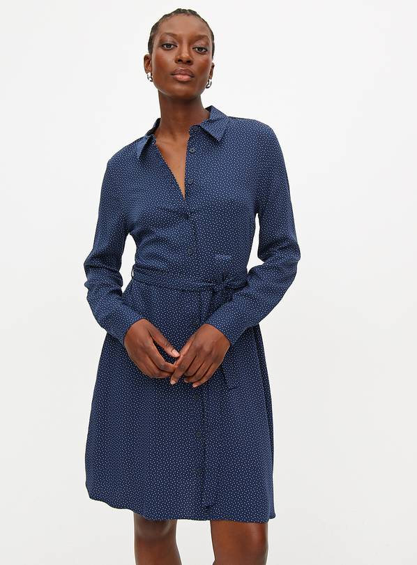 Navy spot shirt dress hotsell