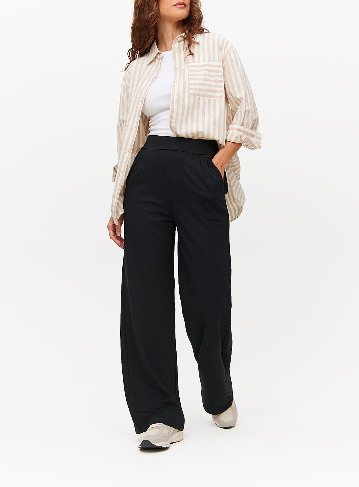 Black Ponte Wide Leg Trousers 14S