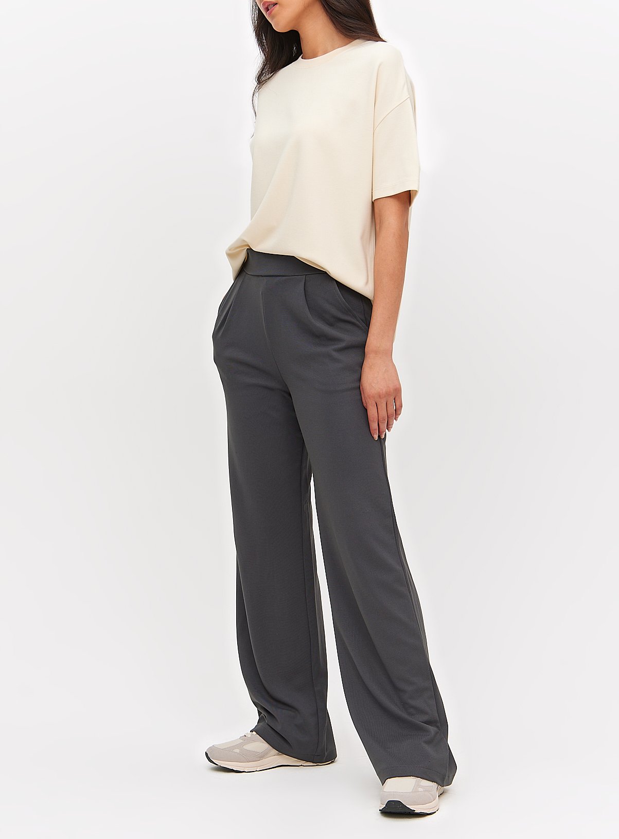 Charcoal Ponte Wide Leg Trousers  24L - Image 1 thumbnail