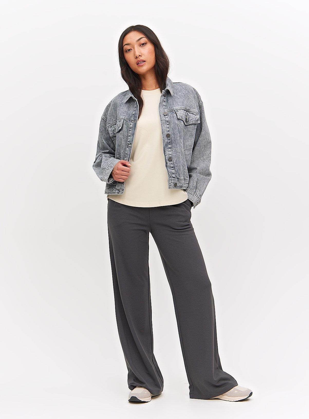 Charcoal Ponte Wide Leg Trousers  24L - Image 2 thumbnail