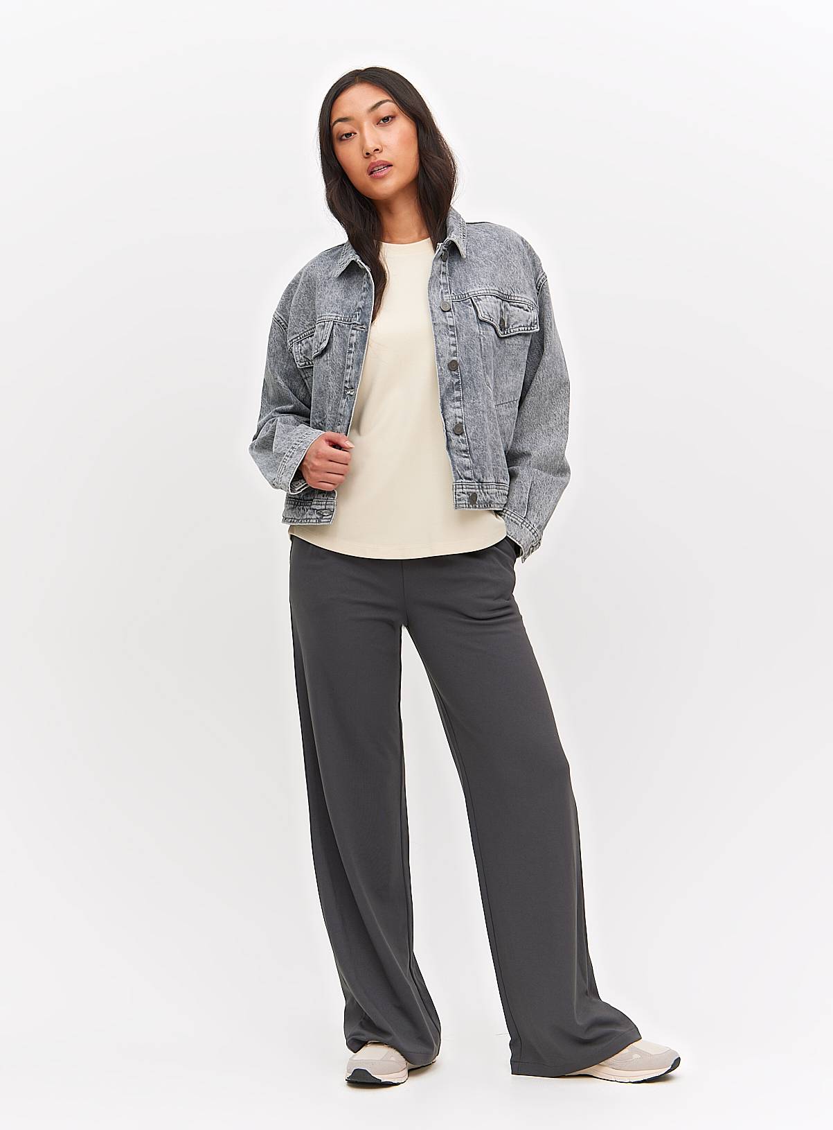 Charcoal Ponte Wide Leg Trousers  24L - Image 2