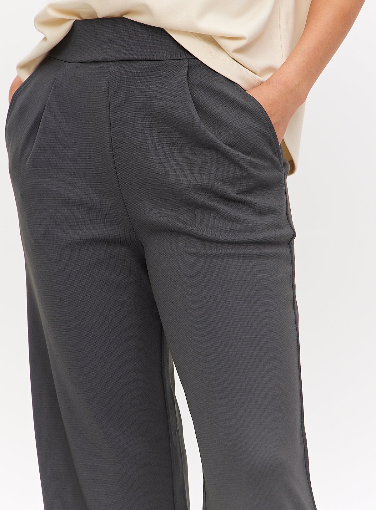 Charcoal Ponte Wide Leg Trousers  24L - Image 3 thumbnail