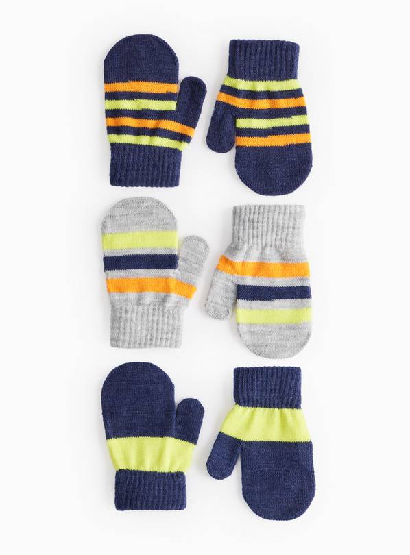 Stripe Magic Touchscreen Mittens 3 Pack One Size