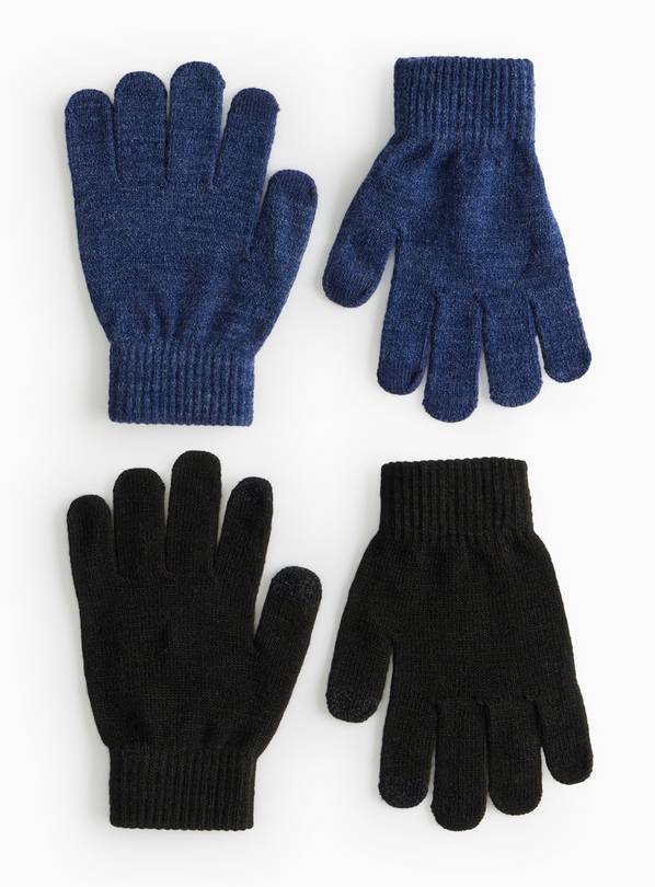 Navy & Black Magic Touchscreen Gloves 2 Pack One Size