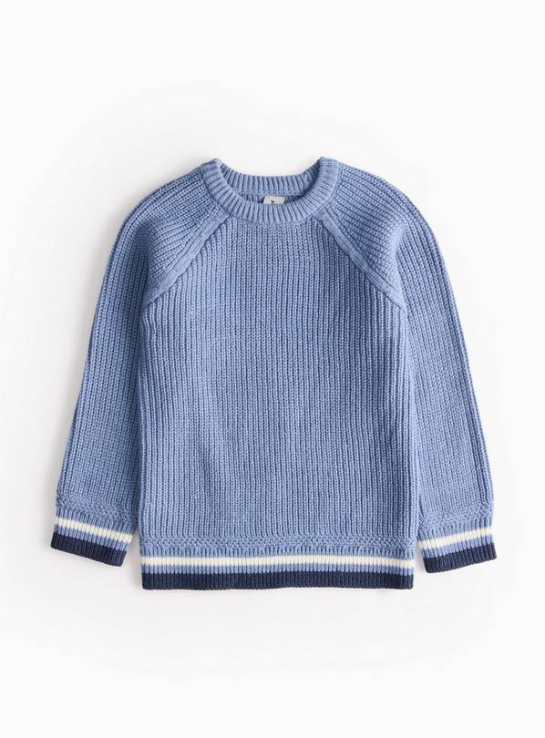 Blue Stripe Hem Crew Neck Knitted Jumper 1-2 years