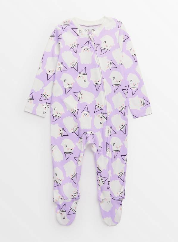 Halloween Purple Ghost Print Sleepsuit Up to 1 mth