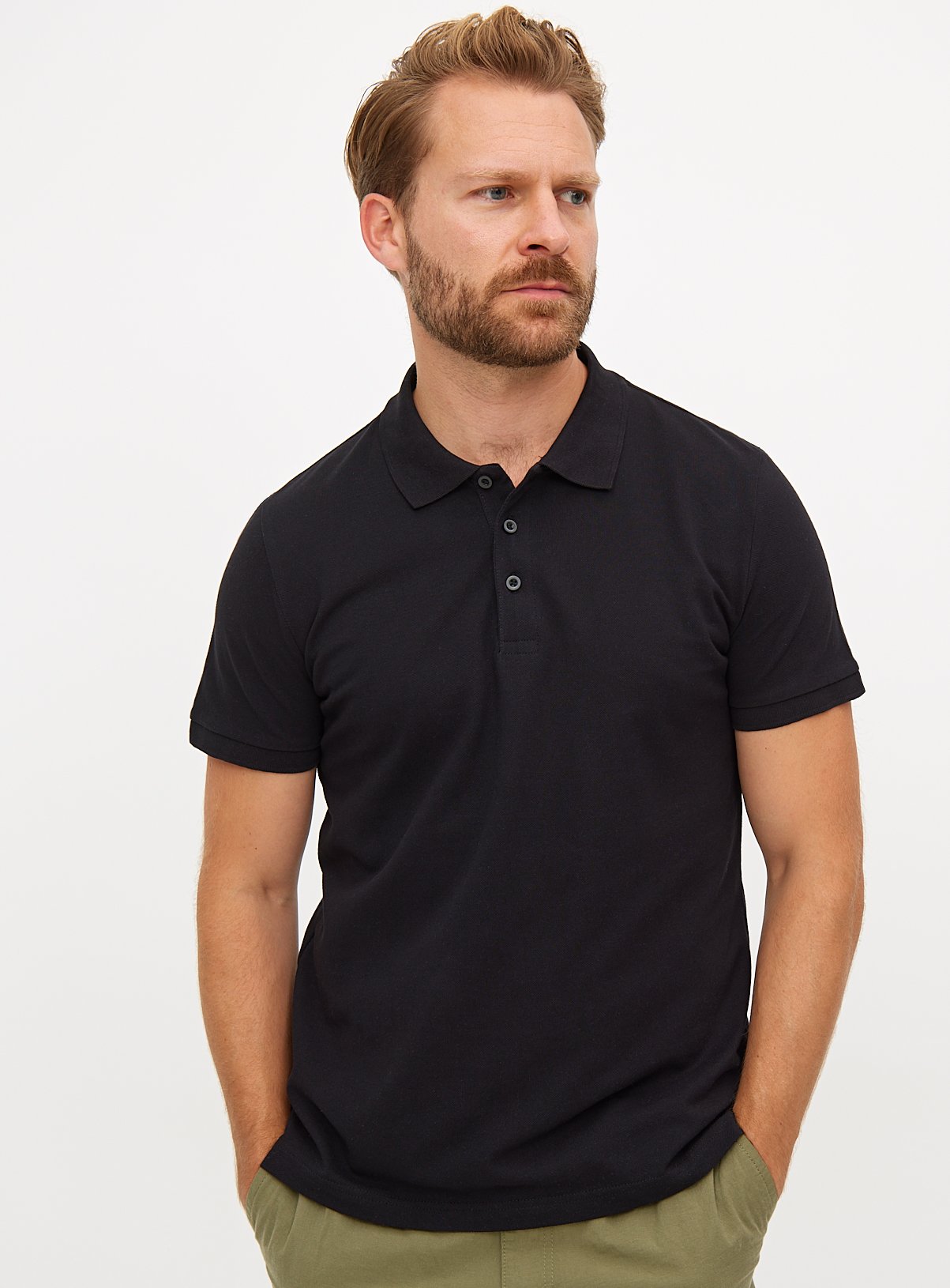 Black Pique Polo Shirt XL - Image 1 thumbnail