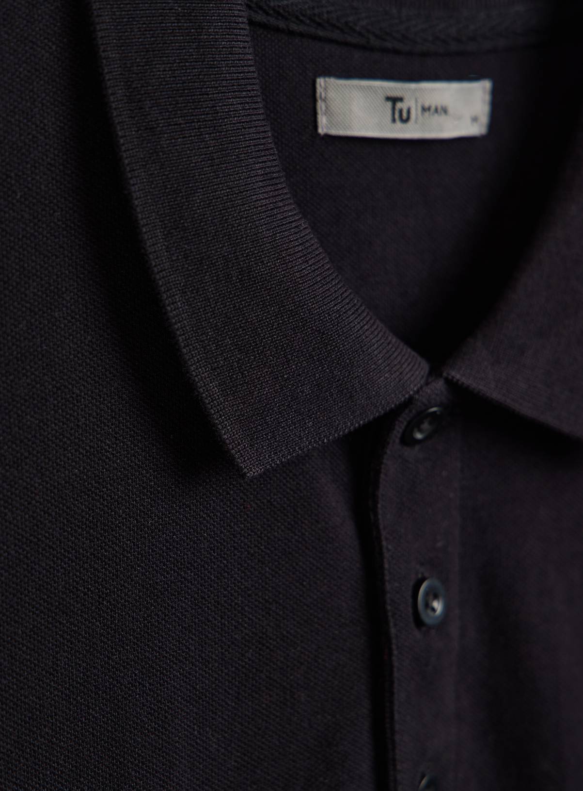 Black Pique Polo Shirt XL - Image 4