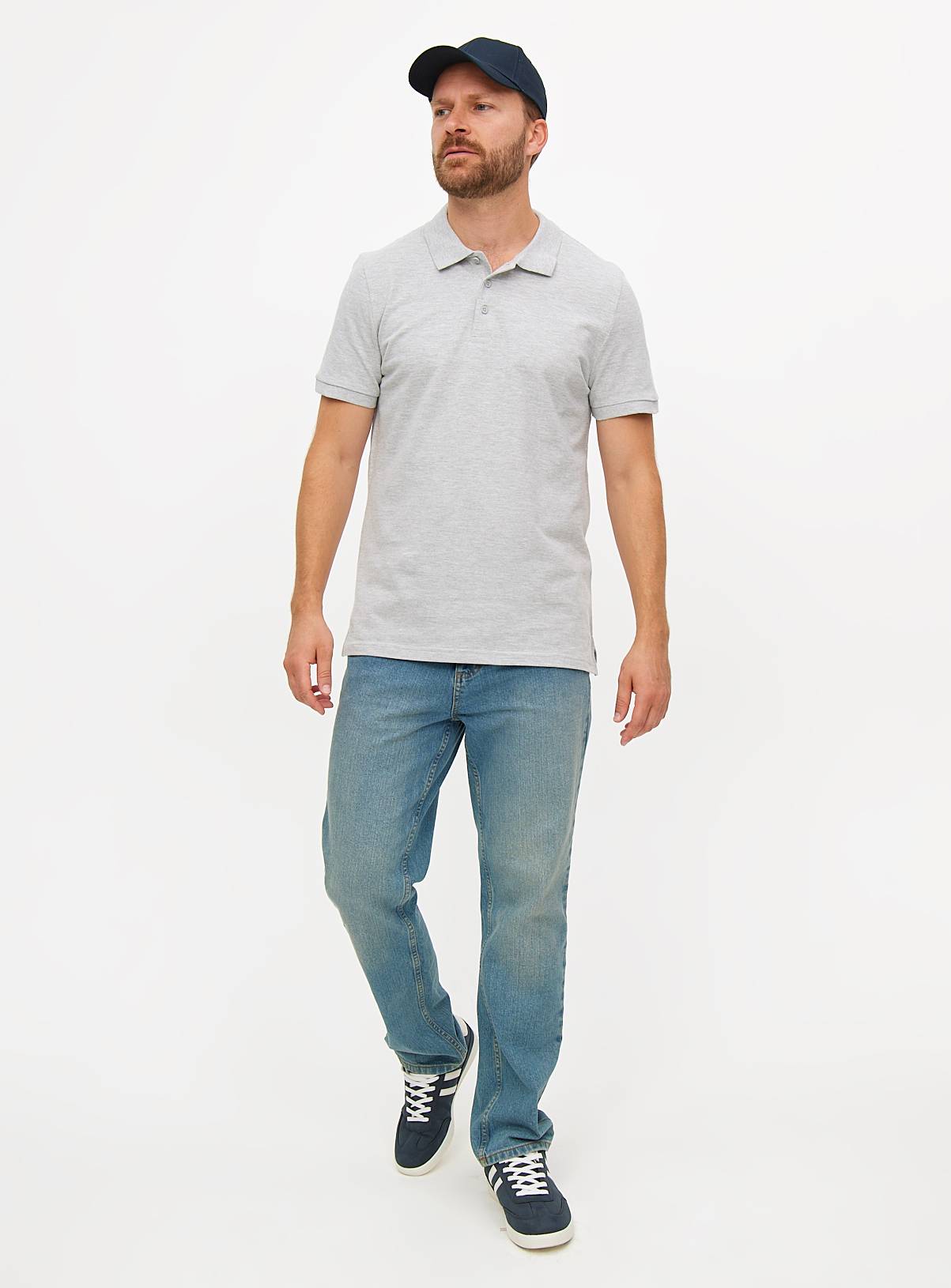Grey Pique Polo Shirt XL - Image 2