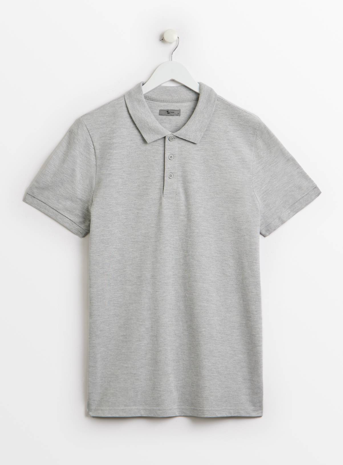 Grey Pique Polo Shirt XL - Image 3