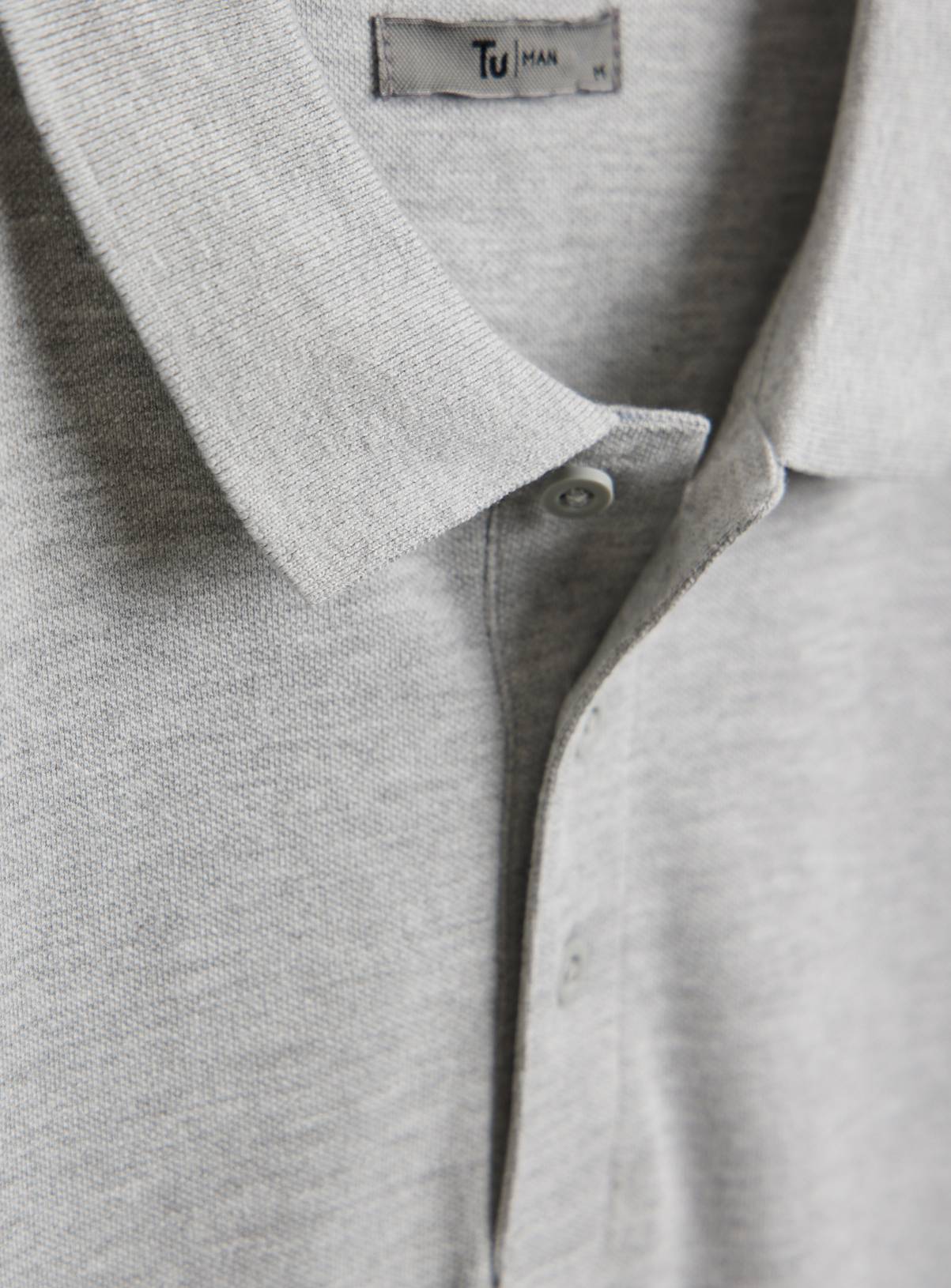 Grey Pique Polo Shirt XL - Image 4