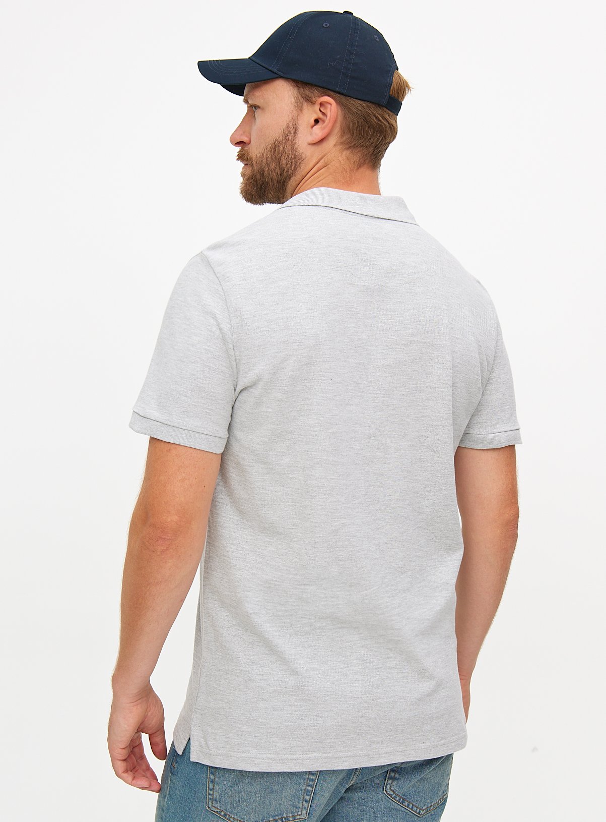 Grey Pique Polo Shirt XL - Image 5 thumbnail