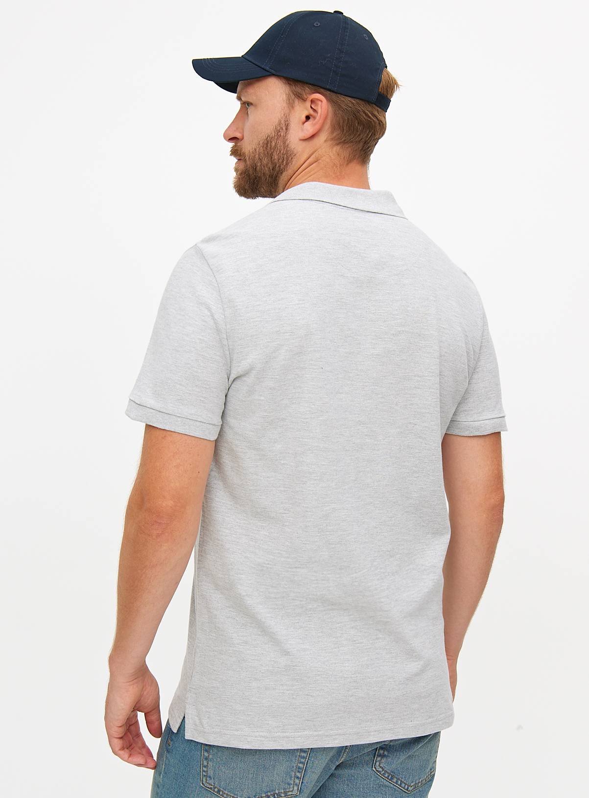 Grey Pique Polo Shirt XL - Image 5