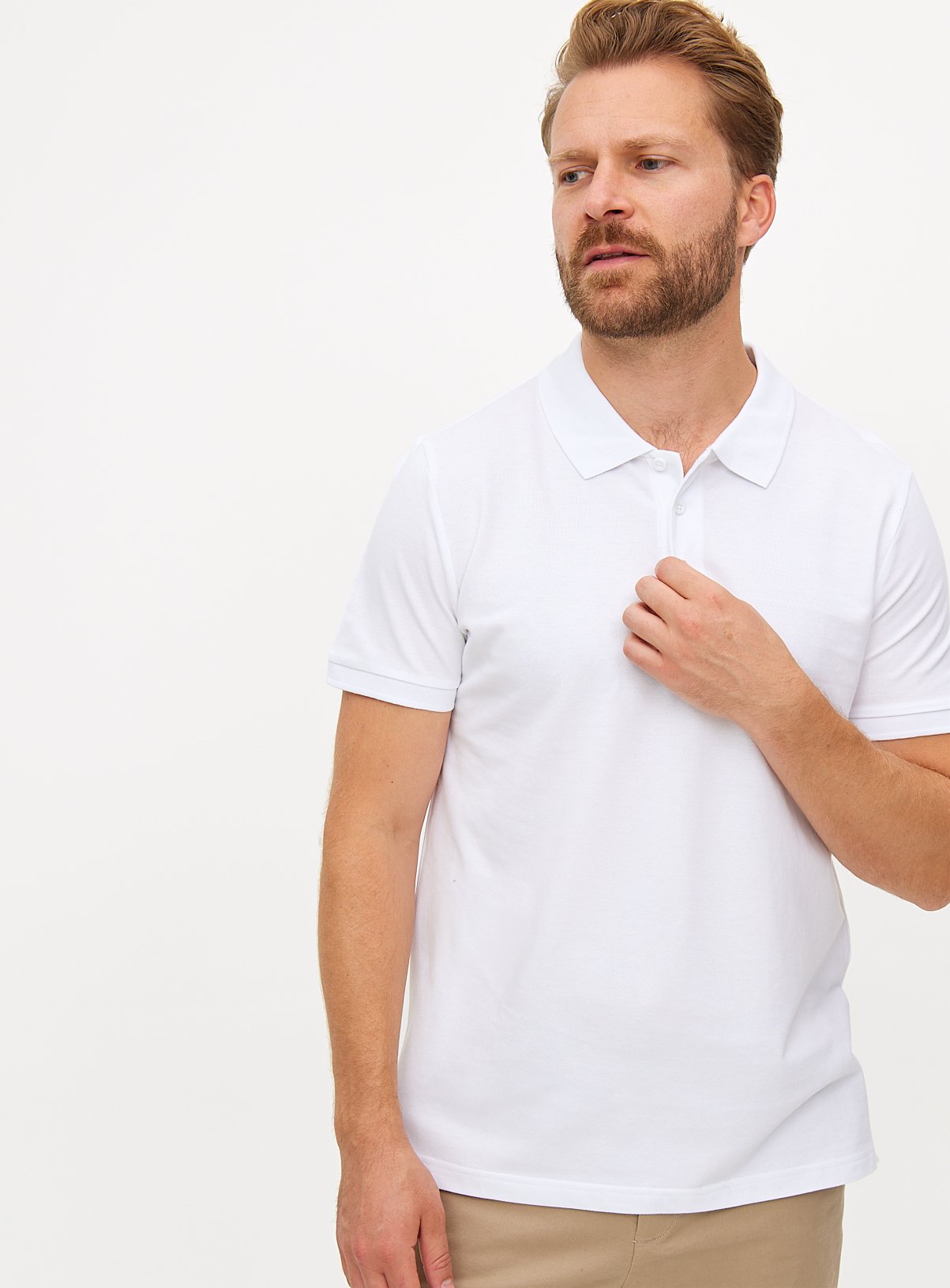 Men's White Pique Polo Shirt