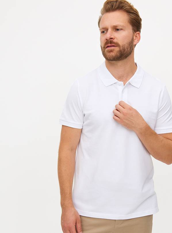 White Pique Polo Shirt M