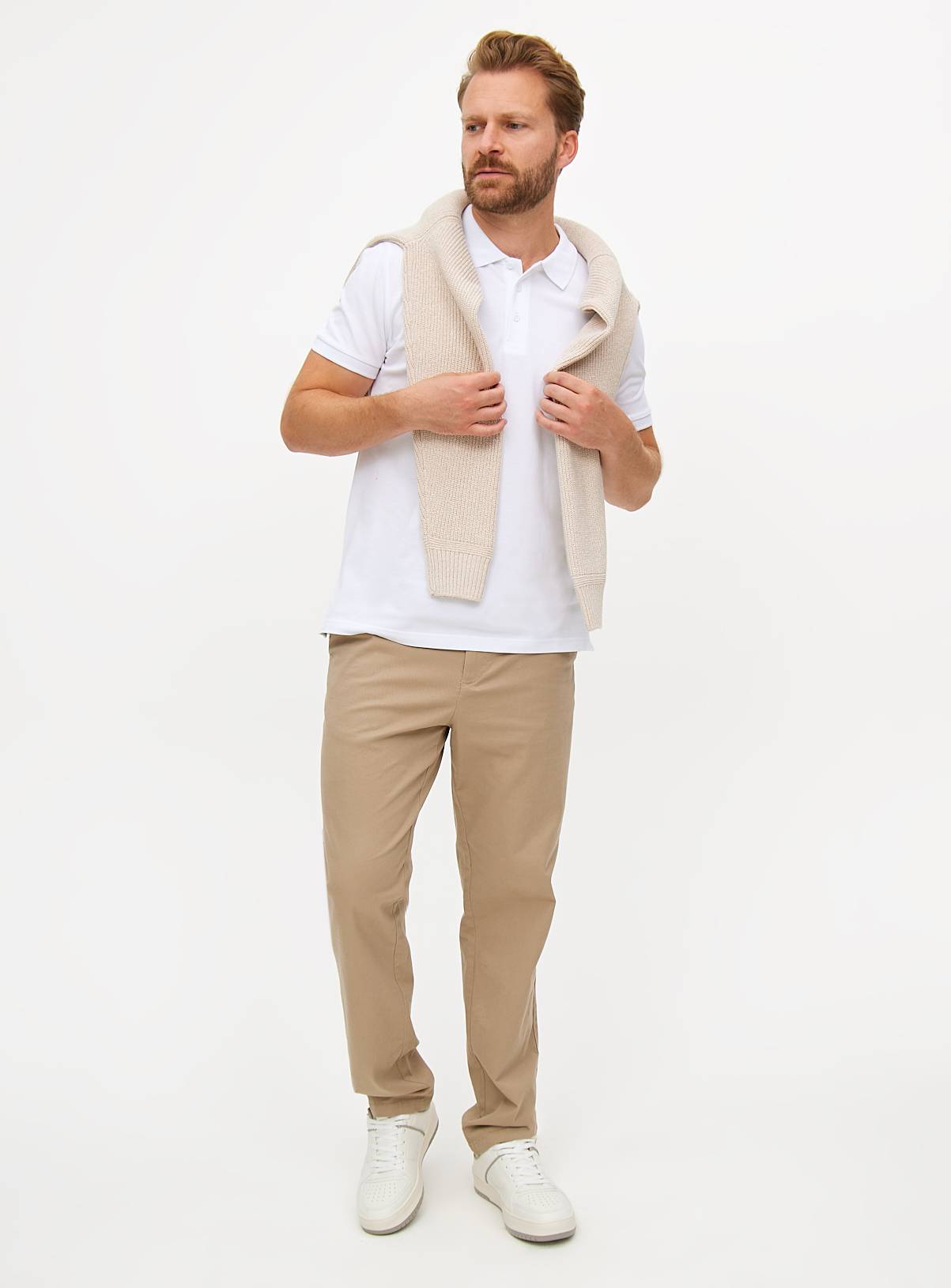 White Pique Polo Shirt XL - Image 2