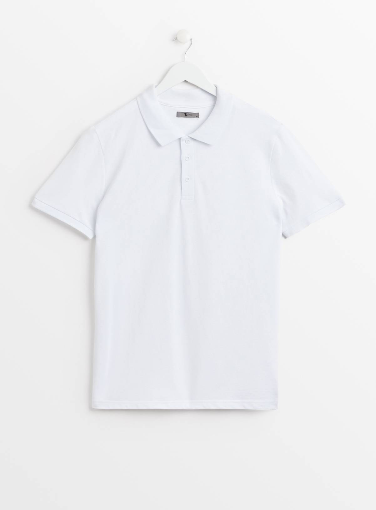 White Pique Polo Shirt XL - Image 3