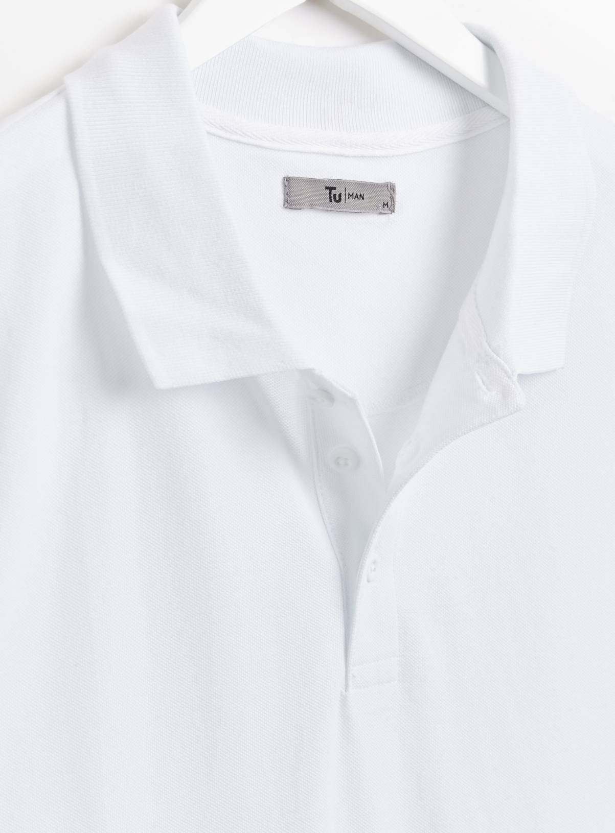 White Pique Polo Shirt XL - Image 4