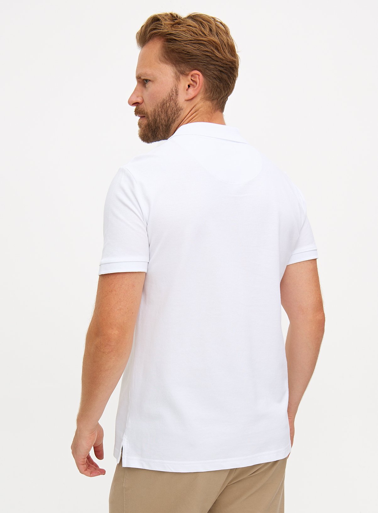 White Pique Polo Shirt XL - Image 5 thumbnail