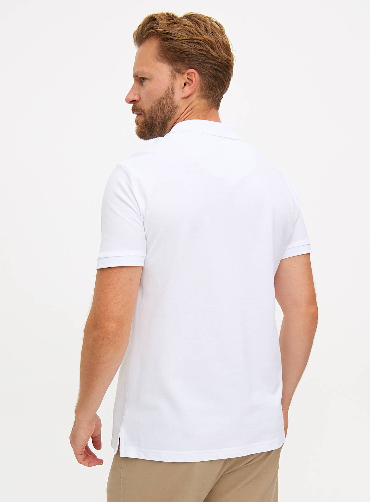 White Pique Polo Shirt XL - Image 5
