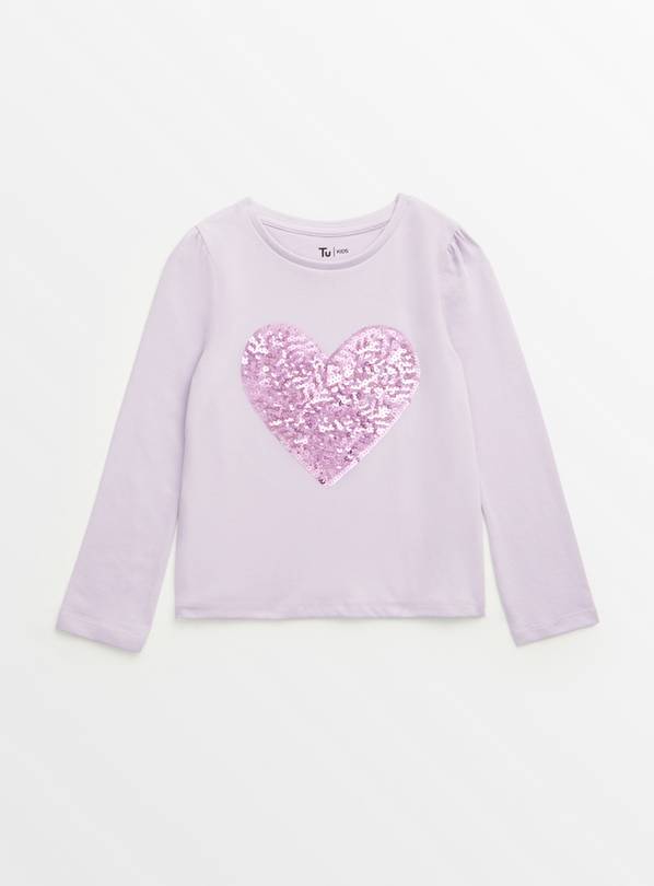 Lilac Sequin Heart T-Shirt 1-2 years