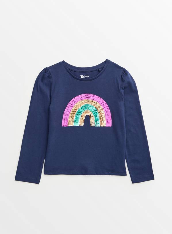 Navy Sequin Rainbow T-Shirt 2-3 years