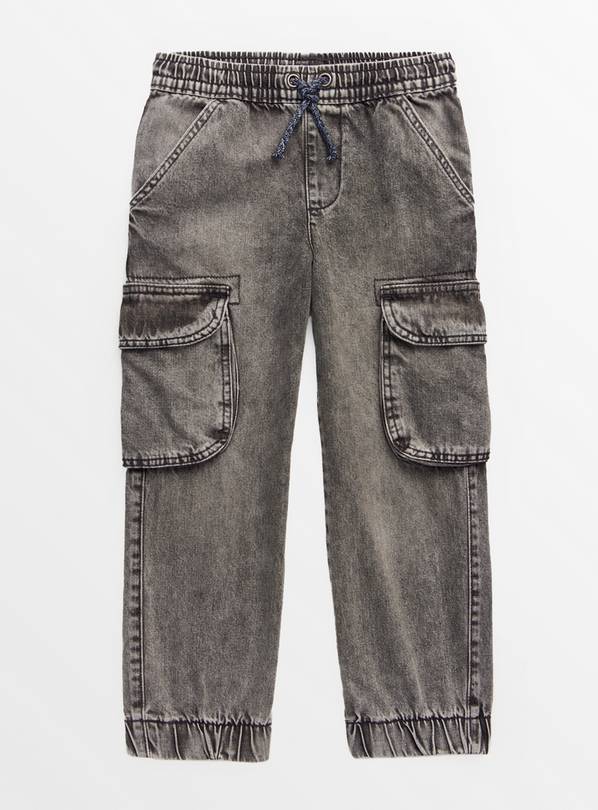 Grey Acid Wash Cargo Jeans  11 years