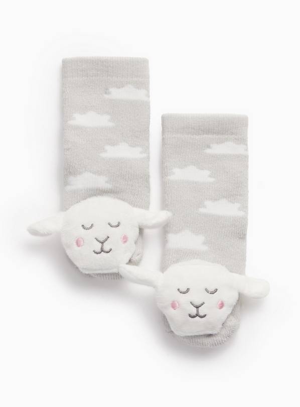 Little Lamb Grey Rattle Socks 6-12 months