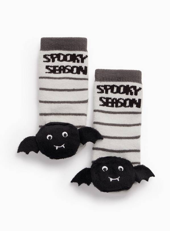 Halloween Stripe Bat Rattle Socks  1-6 months