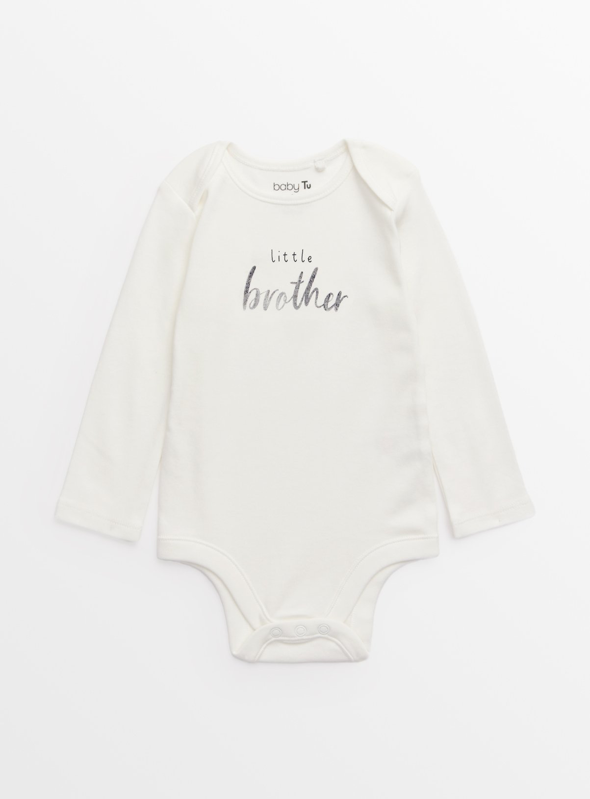 White Slogan Little Brother Long Sleeve Bodysuit Up to 3 mths